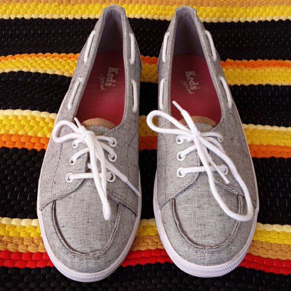 Keds Metallic Silver Lace-up Boat Shoes